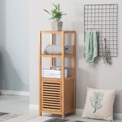 China Multi-Layer Bathroom Storage Rack Eco-Friendly Multi-Function Bamboo Storage Racks Corner Cabinet Sustainable for sale