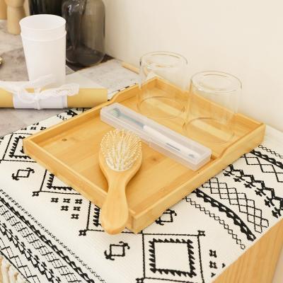 China Desktop Tray Organizer With Storage Box Bathroom Toiletries Viable Sundries Finishing Wooden Storage Box for sale