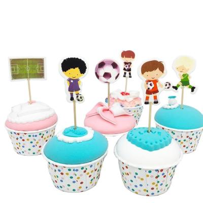 China Football Theme Cake Paper Topper For Boy Birthday Cupcake Topper Father's Day Cake Party Decorations Birthday Supplies for sale