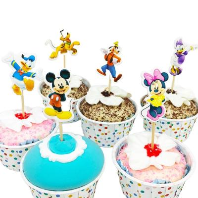 China 24 Pcs/Pack Paper Mickey Mouse Cupcake Toppers Birthday Cake Topper Decorating Picks Kids Wedding Party Baby Shower Favors Decorations for sale