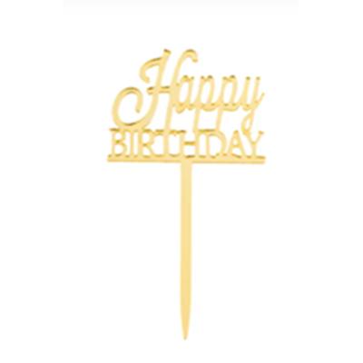 China Acrylic Cake Topper Classic Gold Topper Happy Birthday Acrylic Cake Topper - Mirrored - 3