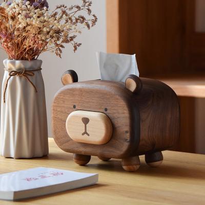 China wooden bear nose is a box of toothpicks it is a cute paper towel box it is super cute decoration it is a small and beautiful wooden decoration g for sale