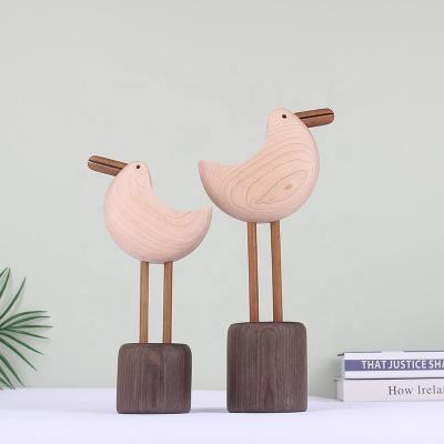 China Handmade Solid Wood Craft Birds Europe Maple Seagull Decoration Pattern Nordic Wooden Room Living Room Decoration for sale