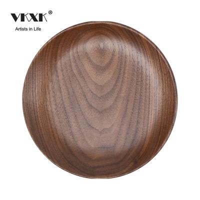 China Dried fruit viable Japanese style whole wooden dish log discs black walnut creative wooden dish for sale