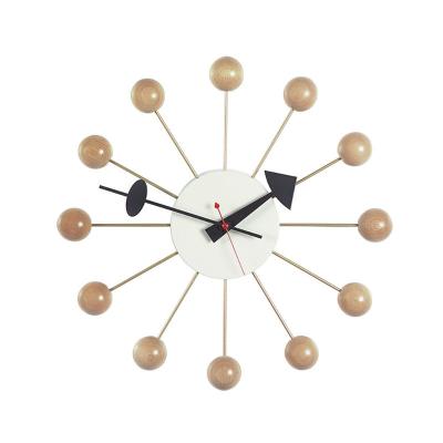 China Wholesale Modern Customized Wooden Ball Clock Balls Wall Clocks In Living Room for sale