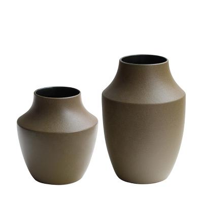 China Minimalist Nordic Brown Porcelain Vase Ceramic Flower Pot For Home Decor Gifts for sale