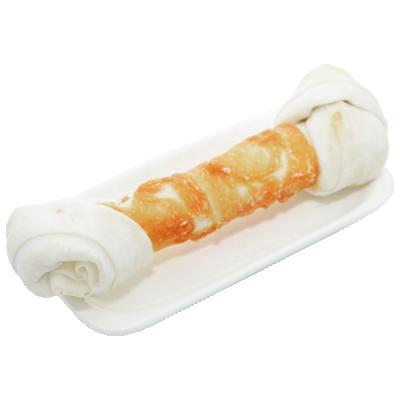 China Sustainable Nutrition Chicken Wrap Rawhide Knotted Dental Bone 20cm Snacks Dog Pet Treats Pet Snacks Rawhide Pet Food dog snack dog food for sale