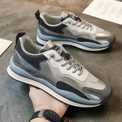 China New Fashion Breathable Leather Sneakers Men's Casual Sports Shoes Famous Brand Running Shoes For Men for sale