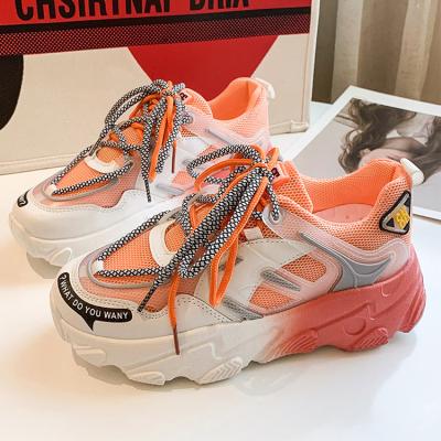 China 2021 New Arrivals Summer Spring Fashion Trend Mesh Platform Casual Shoes Women Breathable Sneakers for sale