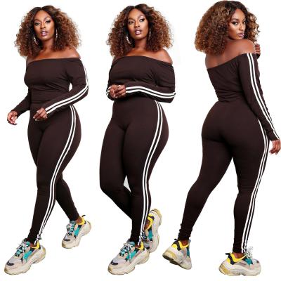 China Z67983 New Arrival Sportswear Breathable Side Bars Long Sleeve Off The Shoulder Fall Overalls For Women for sale