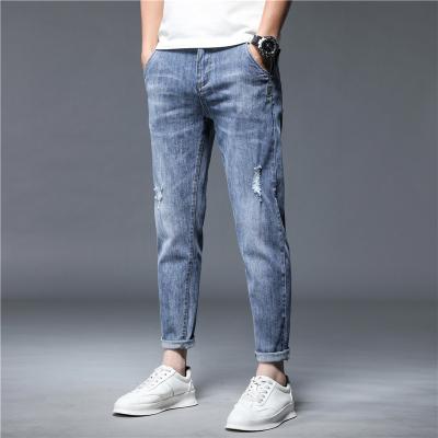 China Sustainable Autumn New Youth Slim Straight Denim Pants Korean Style Mens Jeans for sale