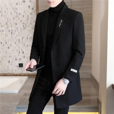 China Breathable Korean Loose Medium Length Bottoms Pure Color Men Coat Gentleman Wear Jacket Coat for sale