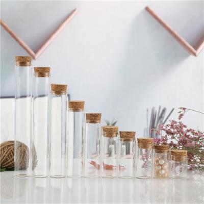 China Beverage Glass Bottle With Cork Tube-Type Glass Bottle Round Glass Tube for sale