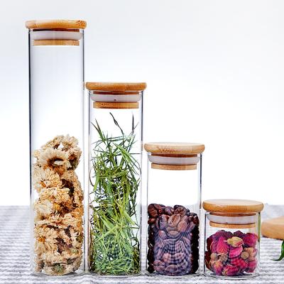 China Sustainable Glass Spice Jar Set Glass Spice Jar Set Bamboo And Glass Spice Jars for sale