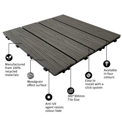 China Traditional WPC DIY Wood Plastic Composite Solid Decking Tiles 300*300mm For Interior - Exterior Home Deco for sale