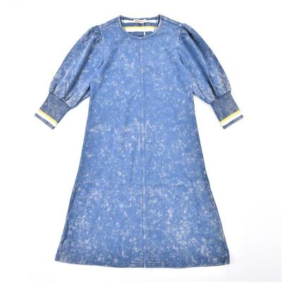 China 2020 New Design Anti-wrinkle Puff Half Sleeve Girl Fashion Cotton Spandex Jersey Wash Dress for sale