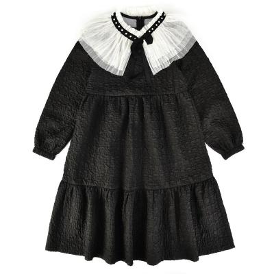 China new Anti-wrinkle children's clothing sweet girls dress Spring and Autumn Dress long sleeve mesh collar mid length casual outfits for sale