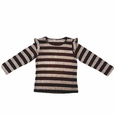 China QUICK DRY Kids Girl Clothes With Strip Kids Clothes Long Sleeve Spring Rib Girl T-shirt Ribbed Cotton Basic Shirt for sale