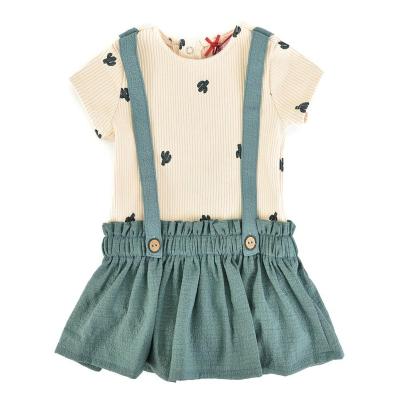 China 2022 SS 100% Cotton Collection Girl Short Sleeve Tops And Short Sets for sale