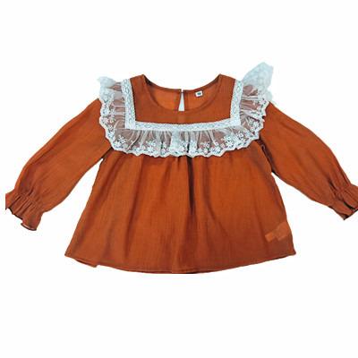 China 2022 Spring Autumn QUICK DRY Cotton Little Girls Shirts Lace Up White Long Sleeve Kid T-shirt Girl Kids Baby Tops And Blouses for sale