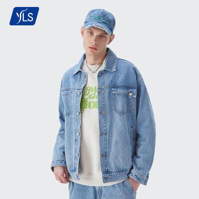 China New Product 13.2Oz Odm Logo YLS Waterproof Fashion Old Denim Jacket Custom Washed Men's Multi-pocket Jeans Jacket For Men for sale