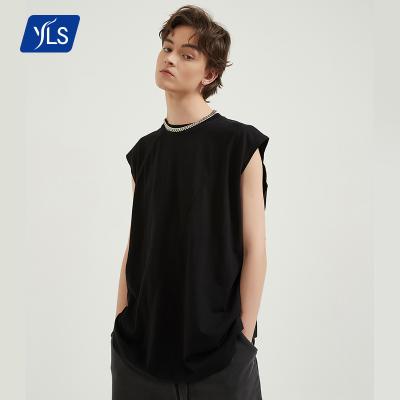 China YLS Anti-Wrinkle 2021 Wholesale 100% Summer Streetwear Cotton Solid Color Oversized Ripped Unisex Tank Tops for sale