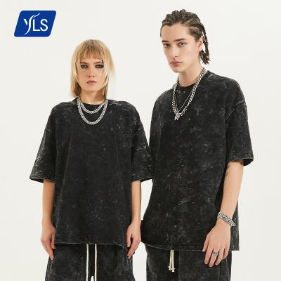 China YLS Anti-Wrinkle High Quality Men's Oversized T-shirt Streetwear Custom Printing Unisex Simple Black T-Shirts for sale