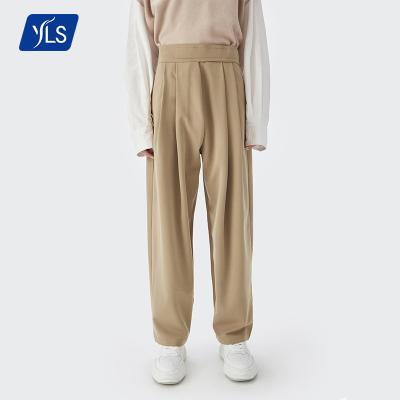 China Wholesale High Quality Anti-Wrinkle YLS Casual Simple Drape Mens Pants High Waist Loose Fit Woven Dress Pants For Men for sale