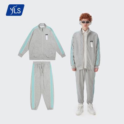 China YLS OEM Reflective French Men Breathable Service 330G Terry Coat Suit Retro Zipper Sportswear Jacket and Long Pants Set for sale