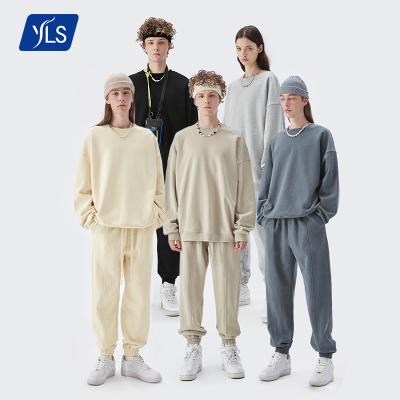 China Breathable YLS 2021 Autumn Fashion French Terry Brush Cotton Candy Color Sports Mens Sweatsuit Sportswear Blank Jogger Set for sale