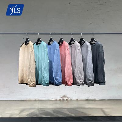 China High Quality Cotton YLS Anti-pilling Vintage Comfortable Loose Fit 100% Loose Fit White Long Sleeve T-shirts Customized Logo Mens T-Shirt for sale