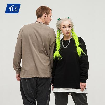 China 2021 Custom Oversized YLS Autumn Round Neck Long Sleeve Anti-Pilling Basic Men's T-Shirts Screen Printed Empty Heavy T-shirt for sale