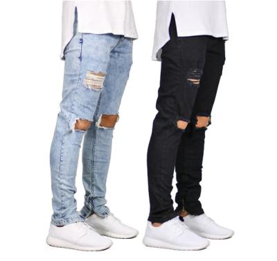 China Breathable Outdoor Wear Ripped Fashion Mens Moto Biker Jeans Slim Fit Washed Jeans For Men for sale