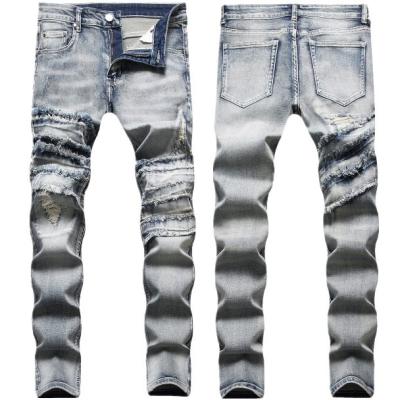 China Breathable New Arrival European And American Style Jeans Denim Pants Raw Edge Slim Fit Washed Jeans Fit For Men for sale