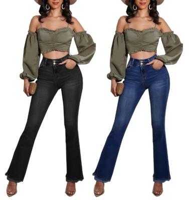 China Breathable Fashion Fits Casual Match Washed Denim Pants Micro Rocket Jeans Boot Cut Jeans For Women for sale