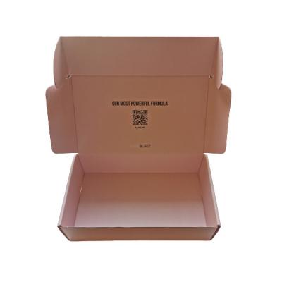 China Recyclable Luxury Custom Paper Shipping Boxes Logo Pink Corrugated Cardboard Packaging for sale