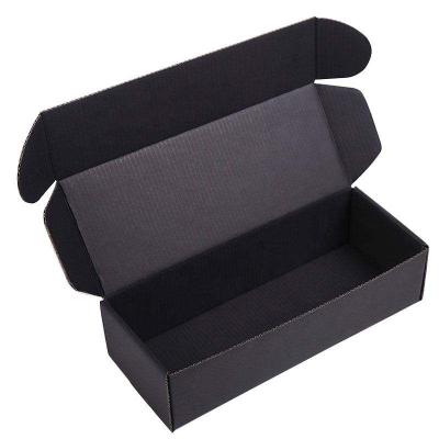 China Recyclable Logo Corrugated Cardboard Folding Black Custom Packaging Mailer Boxes for sale