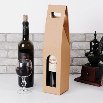 China Low MOQ Disposable Hot Stamp Logo Corrugated Cardboard Portable Red Wine Box For 750ml Bottle Box With Window for sale