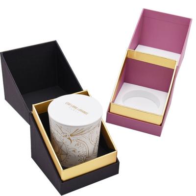 China Wholesale Recyclable Luxury Premim Packaging Gift Candle Jar Boxes Custom Fancy Design Logo Rigid Paper Candle Box for sale