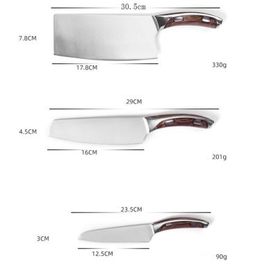 China Stocked OEM ODM Service 3 Pcs Japanese Knife Kitchen Knife Set Cutting Knife for sale