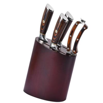 China Stainless Steel Blade Stocked Knife Set With Pine Wood Block Kitchen Scissor Accessories Knife Set for sale