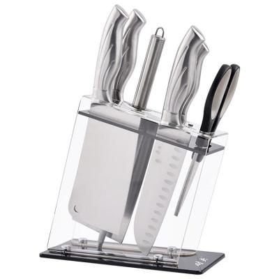 China Wholesale Price 7 PCS Stocked Kitchen Knife Set Chef Knife Sets With Knife Acrylic Block for sale