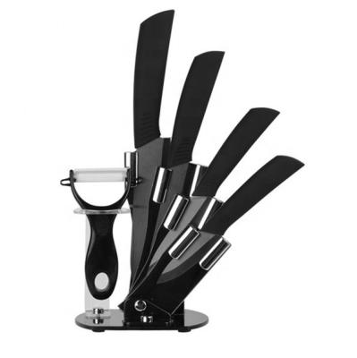 China Stocked 6 in 1 Kitchen Knives with Black Plating Stainless Steel with Knife Block Knife Sets for sale