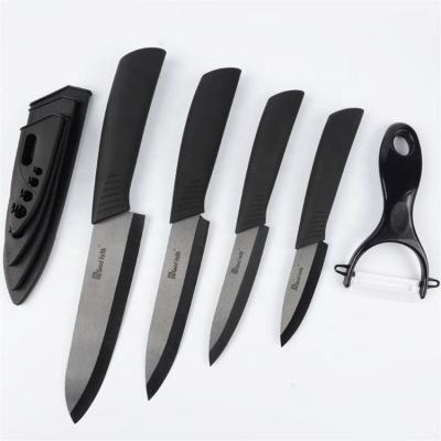 China Stocked Amazon Knife Set Hot Kitchen Forged Kitchen Knife Set Black Coating Knife Set With Peeler for sale