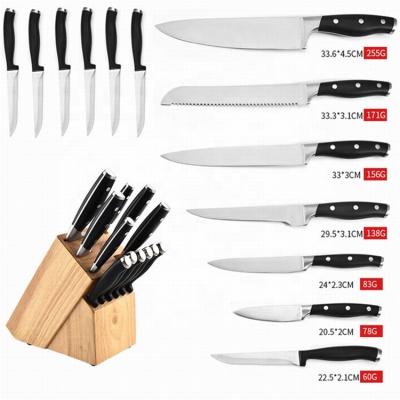 China Stocked 16 Piece Knife Sets With 6 Piece Steak Knives With Wooden Holder Knife Set for sale