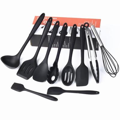 China Sustainable Silicone Kitchenware 10 Pieces Set Storage Bucket Cooking Shovel Spoon Household Kitchen Baking Tools 10 Piece Kitchenware for sale