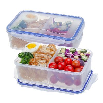 China Recyclable Freshness Preservation Lock And Lock 2/3/4 Compartment Air Tight Air Tight Sealable Microwave Eco-Friendly Plastic Food Container for sale