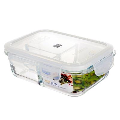 China Cool Sale 3 Compartment Microwavable Whole Borosilicate Desktop Glass Lunch Box Eco Friendly for sale