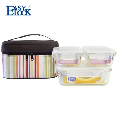 China Family Home Microwavable Used Travel Take Out Glass Food Containers Set for sale