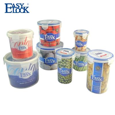 China Freshness Preservation Wholesale Container Plastic Cylindrical Food Storage Jar With Lids for sale